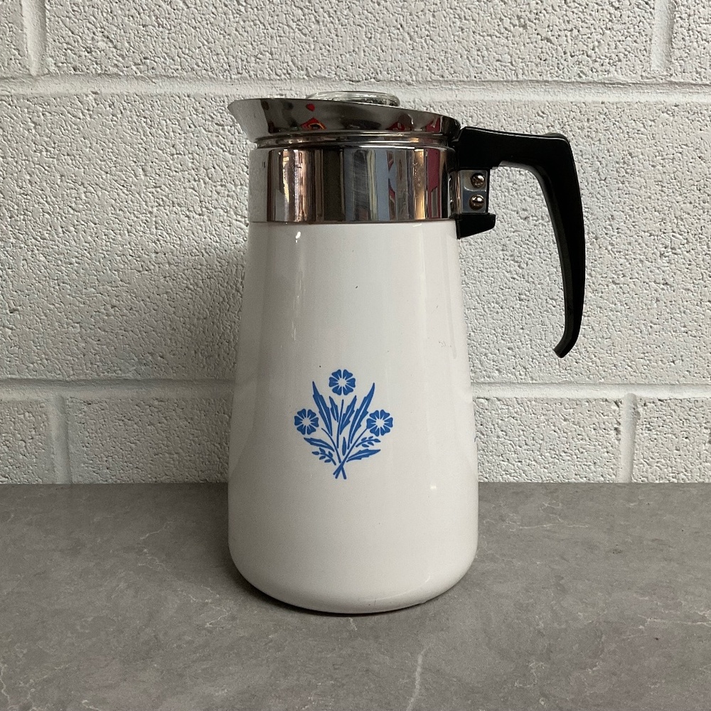 COPY - Vintage 9-cup Corningware cornflower blue perculator